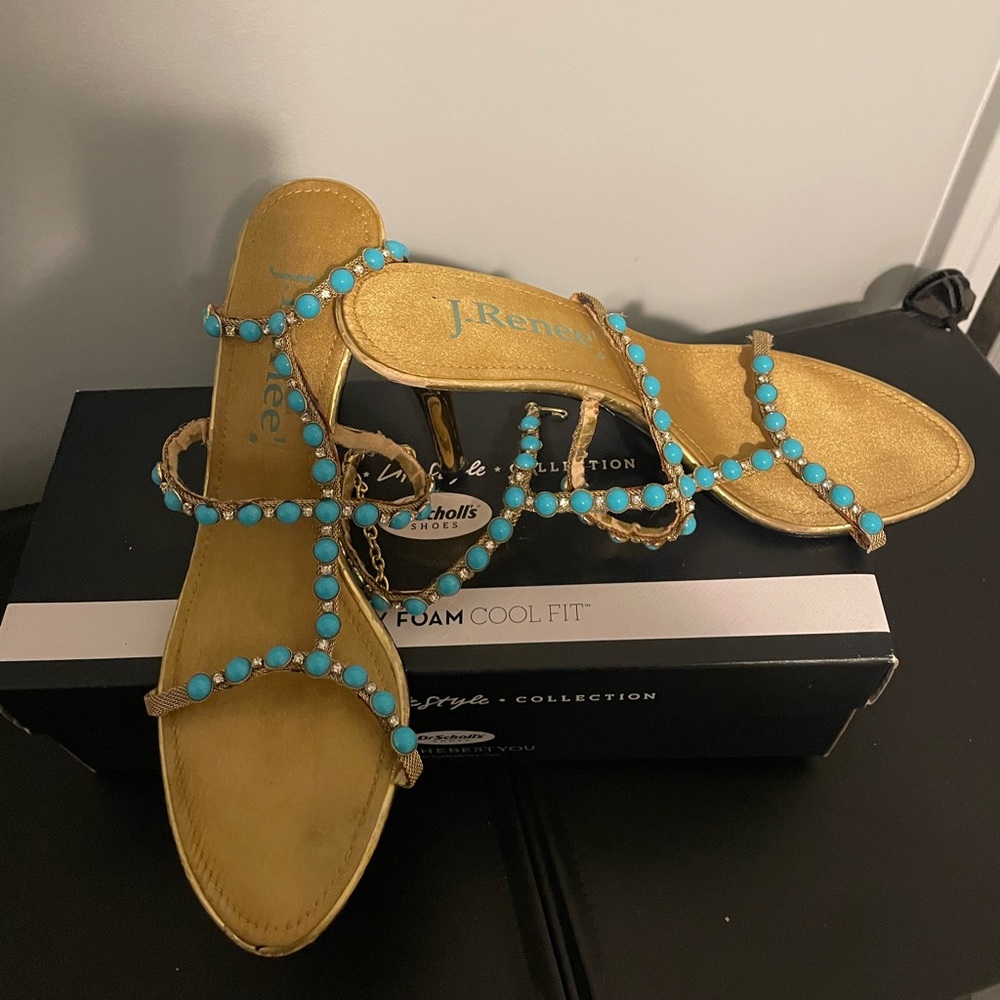 Strappy gold heels